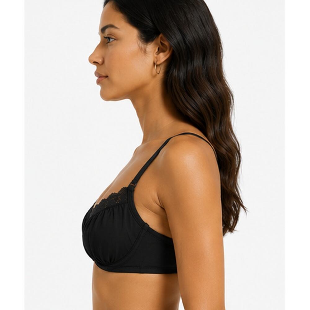 SKIMS Fits Everybody Lace Unlined Demi Bra Onyx Black 32C NWT - Picture 3 of 6